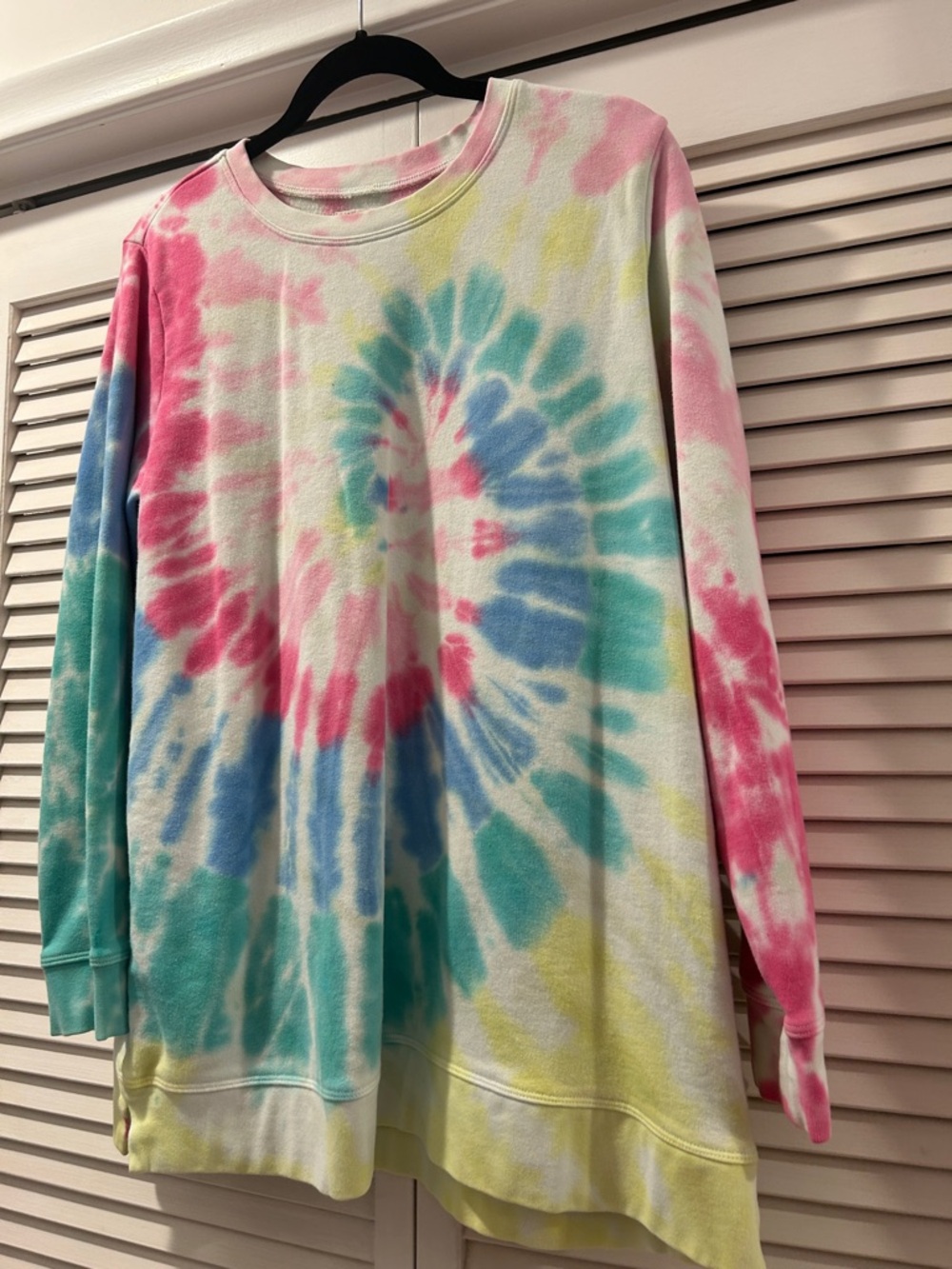 Tie-Dye Long Sleeve Top - Pink, Blue & Green